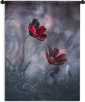 Produktbild von MuchoWow® Wandteppich Wandbehang Blumen - Rot - Pflanzen - Natur 120x160 cm Tapisserie Dekoration Wandtuch - Wohnzimmer - Moderne