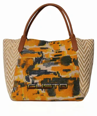 Immagine prodotto di Borsa a mano da donna in vera pelle, design artistico, nei colori blu e turchese