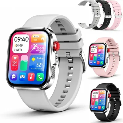 Obrázek produktu pro Chytré hodinky s telefonickou funkcí, HD displej, 3 řemínky, baterie 300 mAh, 3 styly, stabilní Bluetooth, stříbrná barva