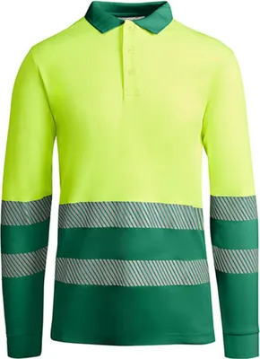 Produktbild von Roly Workwear HV9319 | Poloshirt Atrio Longsleeve Langarmpoloshirt - Farbe: Garden Green 52/Fluor Yellow 221 - Größe: L
