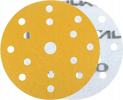 Produktbild von ITALKO Schleifscheiben Gelb 150mm 15 Löcher P320 Klettscheibe Schleifpapier für Exzenterschleifer – 50 Stück