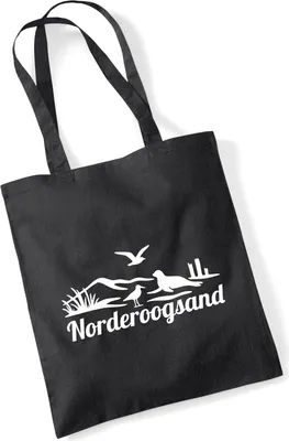Produktbild von Huuraa Jutebeutel Norderoogsand Strandmotiv 10 Liter Black Baumwolle Tasche Geschenkidee