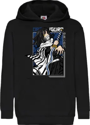 Obrázek produktu pro Dětská Mikina S Kapucí Demon Anime Slayer Tomioka Giyuu 001, 9-11 Jahr - 140 / Černá