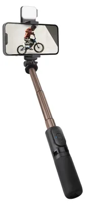 Produktbild von Selfie-Stick mit integriertem Stativ und LED-Licht