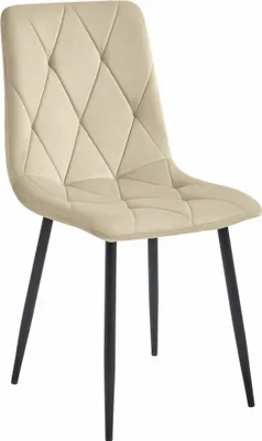 Image de Chaise - Leobert - Libra - Velours Beige Clair/Pieds Noirs