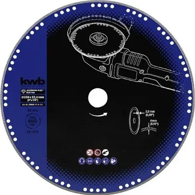 Immagine prodotto di kwb 720840 Disco da taglio diamantato diametro 230 mm foro Ø 22,23 mm metallo 1 pz