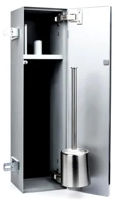 Produktbild von Unterputz Hochschrank Bad befliesbar mit „Push to Open“-Funktion, Türanschlag links, seitlicher Papierausgabe, Toilettenpapierhalter und WC-Bürstenhalterung, Maße 15,4x66x17 cm
