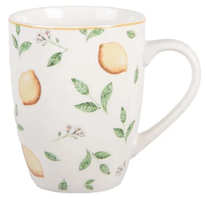 Produktbild von Clayre & Eef Tasse 350 ml Weiß Porzellan Zitronen