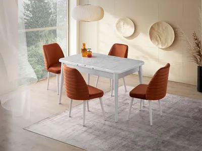 Produktbild von Skye Decor, Hochwertiger Ausziehbarer Esstisch, Weiß, 130-164 cm, 100% Melamin