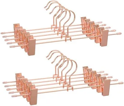 Produktbild von Hosenbügel, 31 cm - 10 Stück - Mit rutschfesten Clips - Platzsparend - Aus Edelstahl - 360° schwenkbar - Kleiderbügel