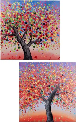 Produktbild von 2er Set Wandbilder BAUM COLORS auf Leinwand 50x50cm bunt Formano