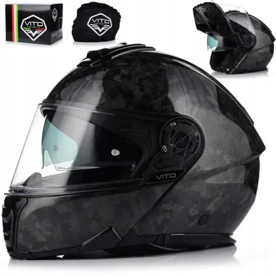 Produktbild von Vito Carbon Klapphelm mit Karbon-Schale und Sonnenblende | Motorradhelm Systemhelm Modularhelm | ECE 22.06