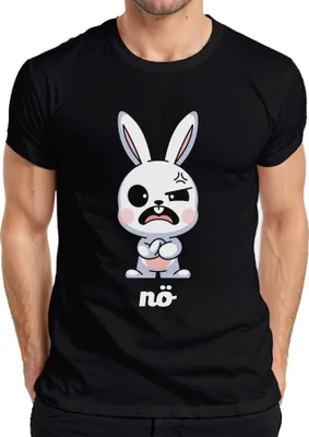 Produktbild von nö Hase süß böses Häschen niedliches Cartoon Geschenk Ostern Herren T-Shirt, Schwarz, XL