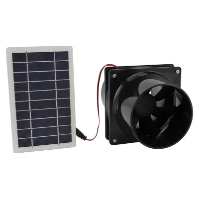 Produktbild von 10W 12V solární ventilátor pro kulaté trubky ABS solární panel ventilační ventilátor pro zvířecí dům kuřecí kurník mobilní dům skleník