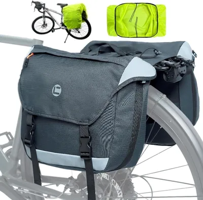 Produktbild von Fahrradtasche 25L-35L, doppelte wasserdichte Tasche, Reflektoren und Griff, für Gepäckträger