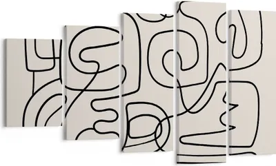 Produktbild von Bild auf Leinwand - Leinwandbild - 5 Teile - Linien Figuren Formen - 100x60cm - Wand Bild - Wanddeko - Wandbilder - Leinwanddruck - Bilder - Wanddekoration - Leinwand bilder - Wandbild - EG100x60-5121