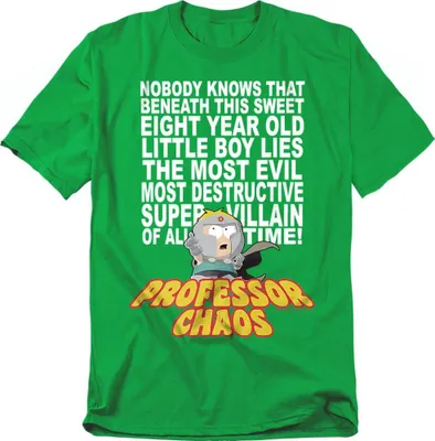 Image de South Park - "Professeur Chaos" T-shirt unie homme/femme TV28199 (S) (Vert irlandais)