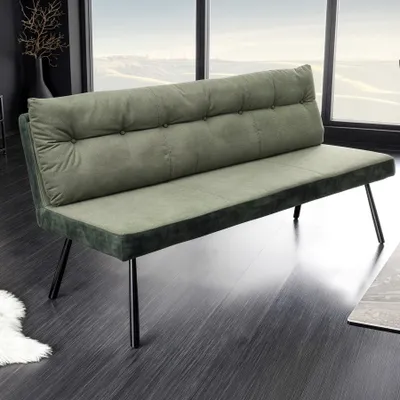 Produktbild von riess-ambiente Gepolsterte Sitzbank BIG GEORGE 160cm grün schwarz Samt Strukturstoff Taschenfederkern