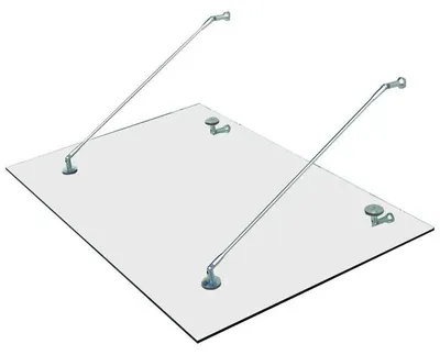 Produktbild von Glas Vordach - Türdach Überdachung - Gehärtetes Glas 150 x 90 cm - 304 Edelstahl Halterungen - Klarglas - Armeegrün