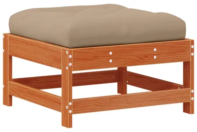 Image de Repose-pieds de jardin avec coussin Bois de pin massif