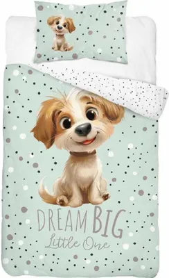 Zdjęcie produktu dla Pościel bawełniana 100x135 do łóżeczka z pieskiem