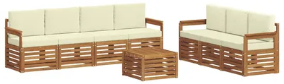 Produktbild von Sofagarnituren 8 pcs Natur und Creme Massivholz Akazie
