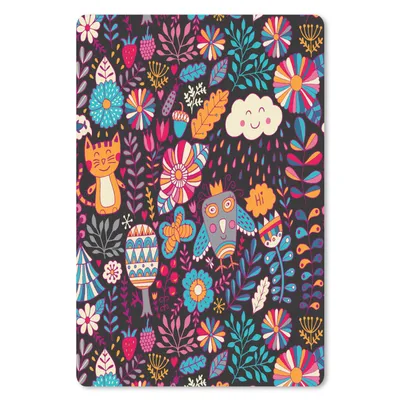 Produktbild von MuchoWow® Mauspad Mousepad Muster - Eule - Katze - Blumen 40x60 cm - Mousepads - Maus Mat - Pad - Mausunterlage - Schreibtisch Accesoire