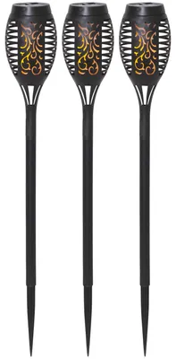 Immagine prodotto di Set di 3 torce solari da giardino - Star Mini - Luce da giardino a LED nera - effetto fiamma tremolante - luci solari da esterno resistenti alle intemperie