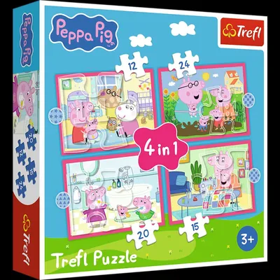 Produktbild von Trefl - Peppa Pig, Peppa Loves Adventures - 4-in-1 Puzzle, 4 Puzzles, 12 to 24 Pieces - Various Difficulty Levels, Colourful Puzzles with Cartoon Char