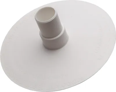 A white pool skimmer plate with a gray connector.
