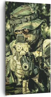 Produktbild von Bild auf Leinwand - Leinwandbild - Soldat Gewehr - 65x120cm - Wand Bild - Wanddeko - Wandbilder - Leinwanddruck - Bilder - Kunstdruck - Wanddekoration - Leinwand bilder - Wandkunst - PA65x120-3945