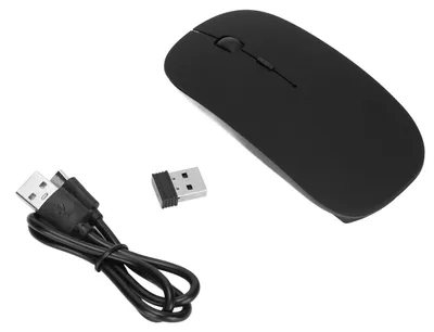 Zdjęcie produktu dla Mysz bezprzewodowa z łączem 2,4 GHz, ciche kliknięcia, bardzo czuły czujnik optyczny, mysz do gier, matowa czerń