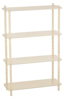 Productafbeelding van Mica Decorations Latty Plank Beige - Open Boekenkast met Gedraaide Poten - Decoratief Wandmeubel Gemaakt van Hout - Stijlvolle Boekenkast voor Woonkamer - 80x30x121cm