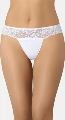 Zdjęcie produktu dla Teyli stringi damskie z kwiatową koronką Comfo Female 318 biały XS
