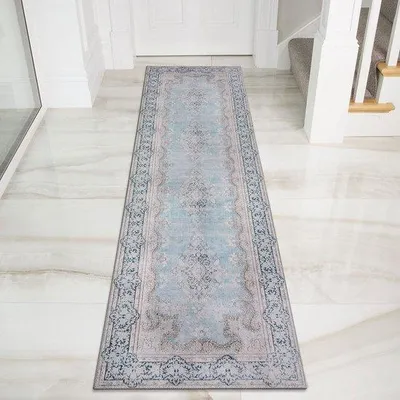 Produktbild von Unyqoos® Küchenläufer – waschbarer Antirutsch-Läufer für Flur & Küche, 80 x 300 cm, blau