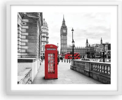 Produktbild von Gerahmtes Poster - Weißer Rahmen - Schuppen Telefon London - 50x40 cm - Wand Bild - Wanddeko - Wandbilder - Kunstposter - Wandposter - Bilderrahmen - Bilder - Kunstdruck - Wandbild - P2WAA50x40-4326