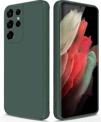 Produktbild von Silikon Hülle für Samsung Galaxy S21 Ultra 5G Flüssigsilikon Dünn Gel Gummi Matt Kratzfeste Schutzhülle Nachtgrün