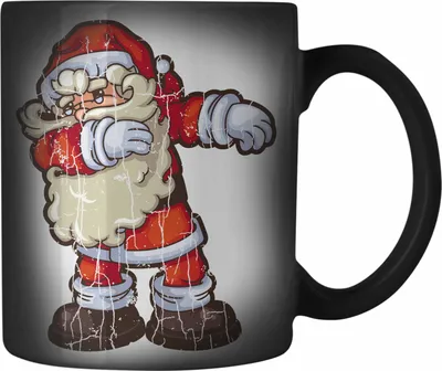 Produktbild von Trendation - Weihnachten Farbwechsel Zauber-Tasse Weihnachtsmann für Kinder WeihnachtsFarbwechsel Zauber-Tasse Lustig Geschenk Becher Jungs Jungen Mädchen Cute Grafik (Schwarz)