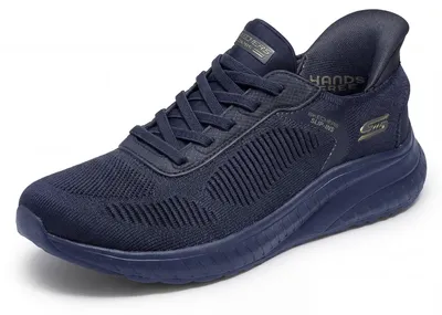 Immagine prodotto di Scarpe da ginnastica slip-on da donna Skechers Bobs Squad Chaos Current Muse, in tessuto, colore blu scuro