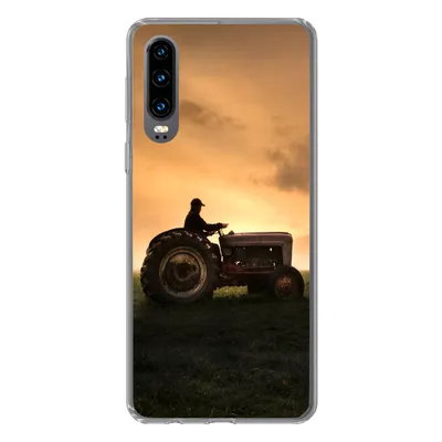 Produktbild von MuchoWow® Handyhülle Schutzhülle Hülle für Huawei P30 Traktor - Landwirt - Nebel Silikon Softcase Handy Hülle - Kartenbesitzer