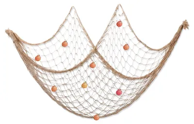 Imagen del producto de Red de pesca hecha con conchas naturales, 1 x 2 metros, color blanco, decoración marítima para la pared del hogar