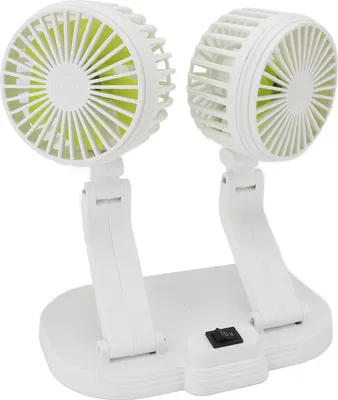 Image de Ventilateur USB à deux têtes pour tableau de bord de voiture Ventilateur portable silencieux pour véhicule, pour camping-car, camion, bureau, blanc