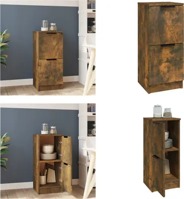 Image de vidaXL Sideboard chêne fumé 30x30x70 cm Bois composite - Sideboard - Buffets - Armoire - Armoire de stockage