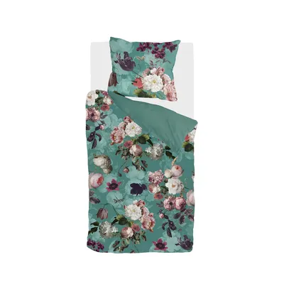 Produktbild von Byrklund Bettwäsche Flowers United Türkis - 155x220 cm