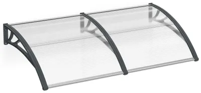Immagine prodotto di QEENTOE, tettoia per porta d'ingresso, 200x100 cm, copertura trasparente in policarbonato con supporto in PP, pensata per proteggere l'ingresso di una porta e l'area esterna, colore grigio
