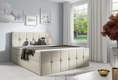 Image de Lit Coffre de Lit Boxspring Chambre à coucher Rembourrage Design Double Hôtel Moderne
