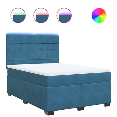 Produktbild von Boxspringbett mit Matratze Blau 160x200 cm Samt