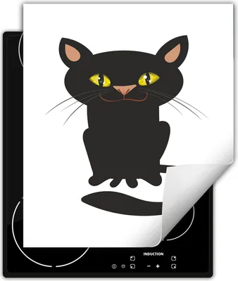 Produktbild von DarHaus Herdabdeckplatte 45x52 cm Anti Rutsch Matte Aufrollbar, weiß - Katze