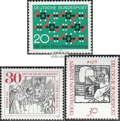 Produktbild von Briefmarken BRD (BR.Deutschland) 1971 Mi 664,669,674 (kompl.Ausg.) postfrisch 125 Jahre Chemiefaserforschung