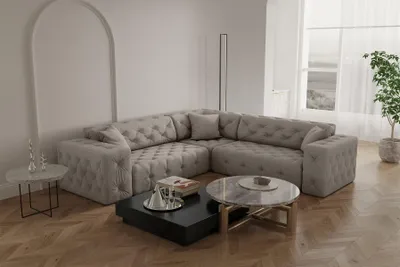 Produktbild von Ecksofa Designersofa CHANTAL in Stoff Opera Velvet Cream Seite Universal